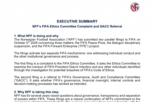 挪威足协致函FIFA:要求彻查和平奖、巴洛贡事件及FFE项目