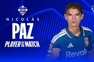 独造3球！欧冠官方：22岁帕斯当选科莫4-1曼联的全场MVP